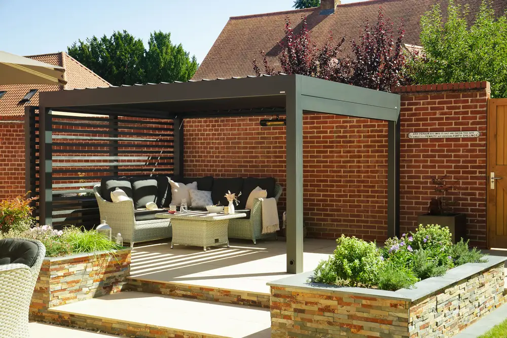 a pergola over a set of g